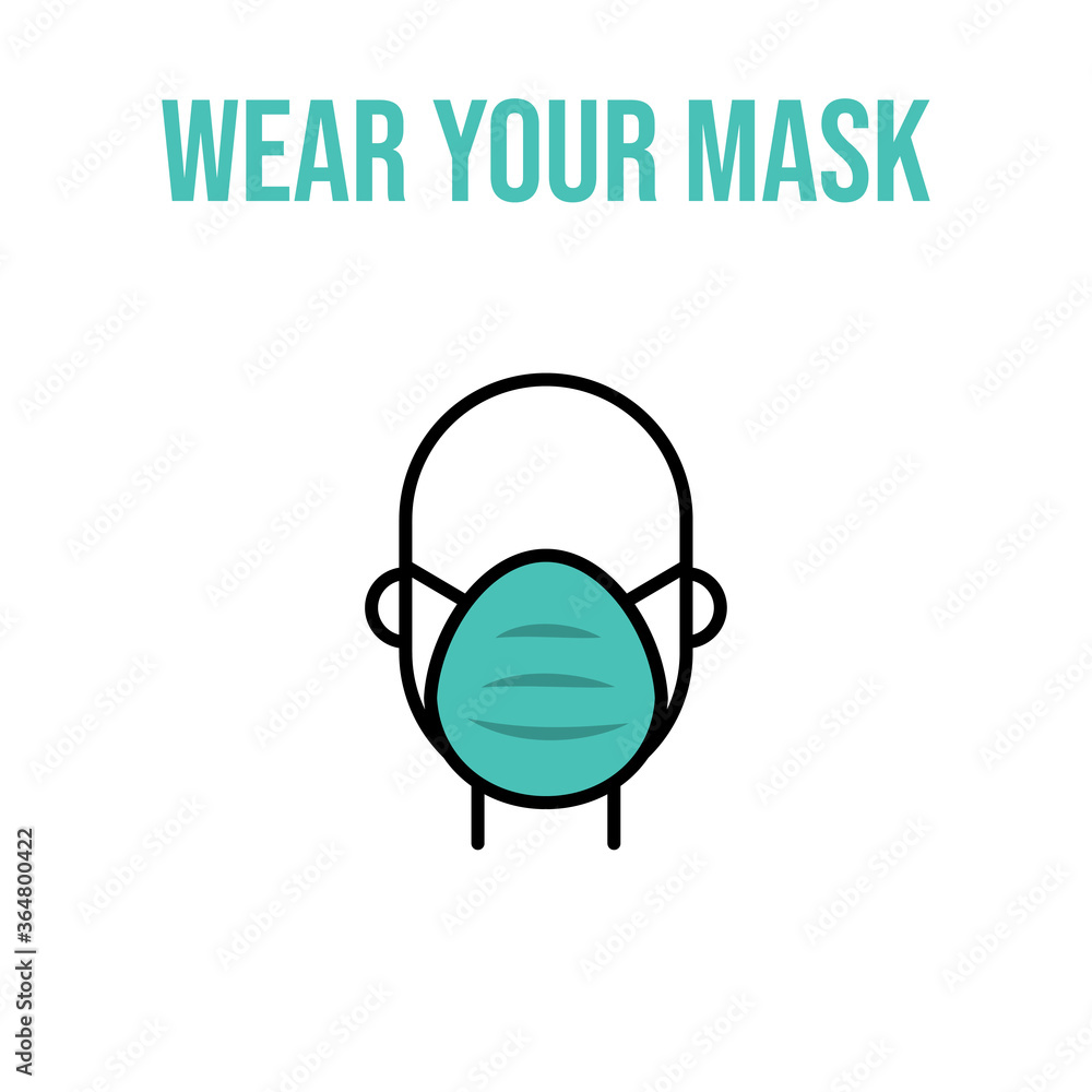 Man in face mask line icon, vector pictogram of pandemic virus prevention. Protection wear from coronavirus, air pollution, dust, flu illustration. Sign for medical equipment store. Wear your mask. Man in face mask line icon, vector pictogram of pandemic virus prevention. Protection wear from coronavirus, air pollution, dust, flu illustration. Sign for medical equipment store. Wear your mask.