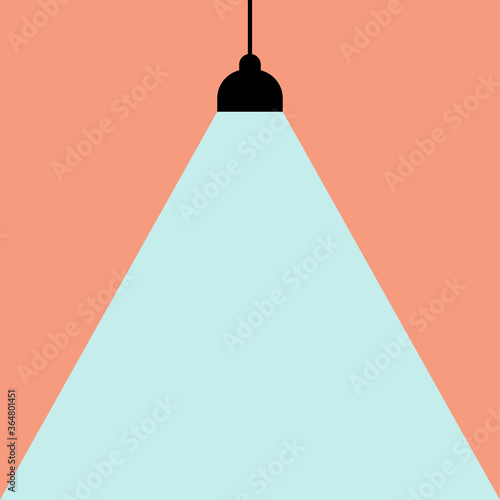 hanging lamp emits the blue light and pink background.