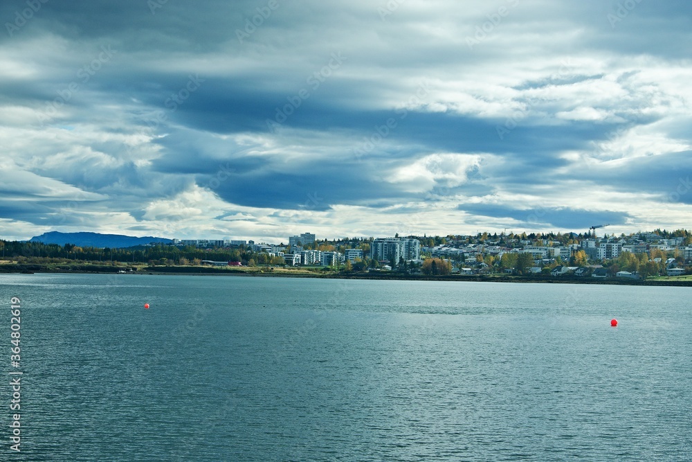 Iceland-view of the sea coast and the city of Reykjavik Iceland-view of the sea coast and the city of Reykjavik