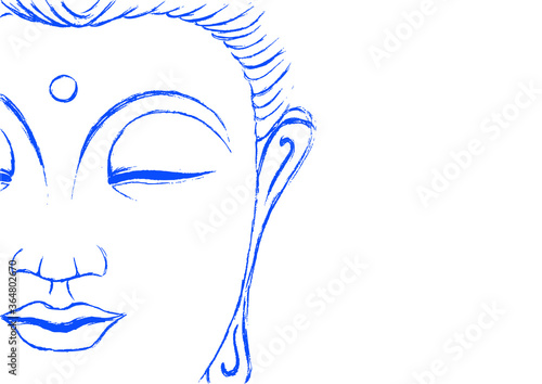 Beautiful Buddha head on white background. Vector Illustration
