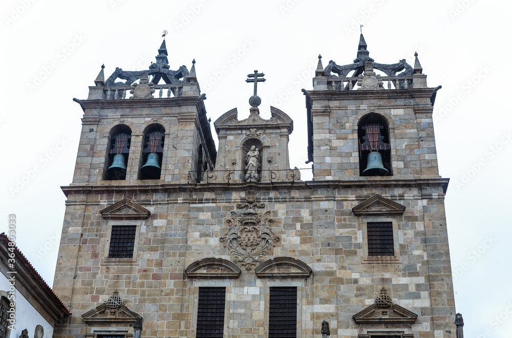 Facade of the Cathedral of Braga, Braga, Braga District, Portugal,