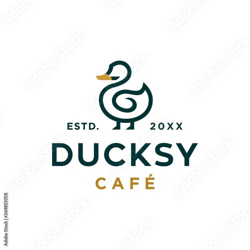 duck goose logo icon vector illustration hipster stock for cafe and restaurant monoline outline line