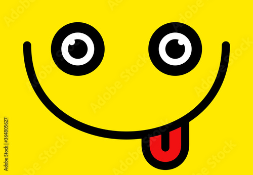 Background with facial expressions. Emotional background. Cheerful smiley with eyes, mouth and tongue. Vector illustration.