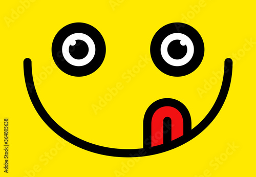Background with facial expressions. Emotional background. Cheerful smiley with eyes, mouth and tongue. Vector illustration.