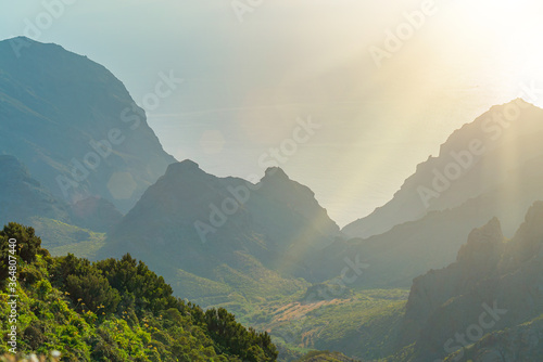 Beautiful mountain landscape on a sunny day in Los Carrizales, Tenerife, Spain photo