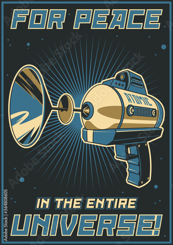 Mid Centure Modern Style Retro Future Laser Gun Poster