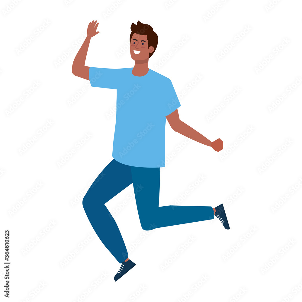 Avatar man jumping design, Boy male person people human social media and portrait theme Vector illustration Avatar man jumping design, Boy male person people human social media and portrait theme Vector illustration
