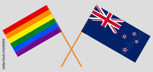 Crossed flags of LGBT and New Zealand