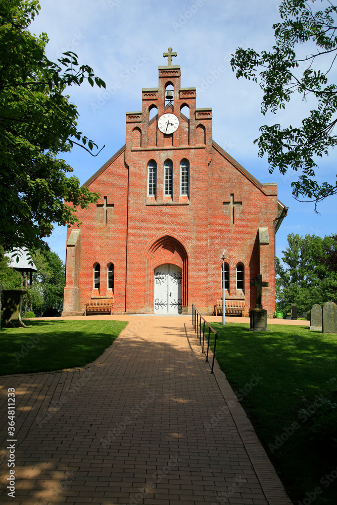 Fototapeta premium Kirche, Neue Kirche, Religion, Protestantisch, Pellworm, Schleswig-Holstein, Deutschland, Europa