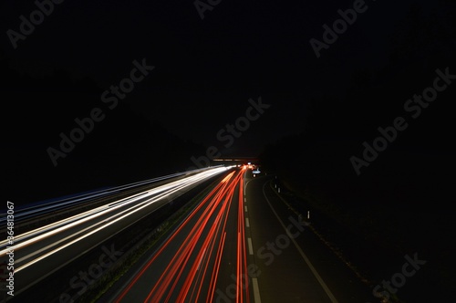 bulb exposure of German freeway in night
