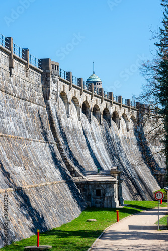 Stone dam of Mseno Reservoir. Jablonec nad Nisou, Czech Republic photo