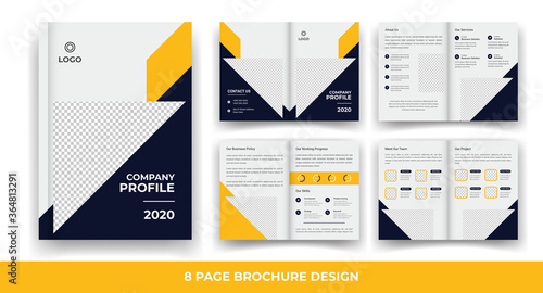 8 Pages creative business brochure template and simple & minimal design template	
