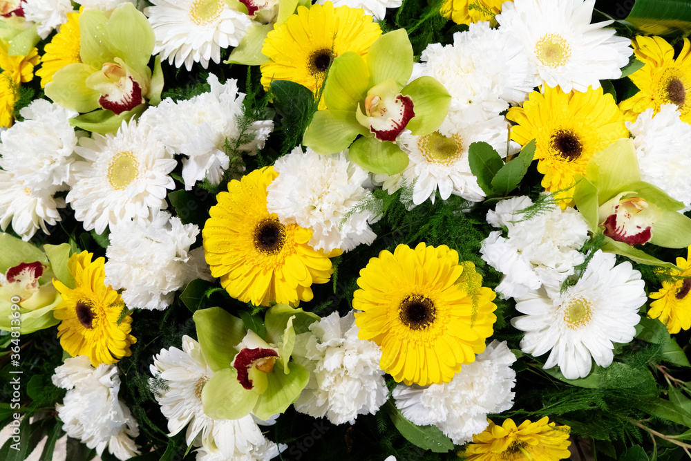 Fototapeta premium Flowers flat lay composition