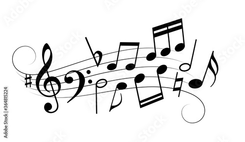 Swirling music melody and notes