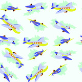 pattern toy airplanes on sky background