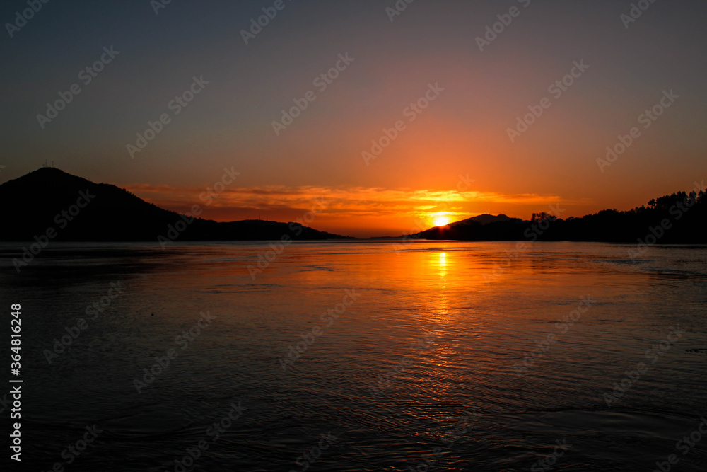 Sunset at the mouth of the Minho river, seen from Vila Nova de Cerveira.
