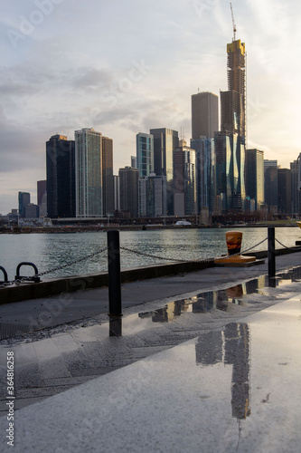 Reflections of Chicago skyline after a storm.    © Galen Levy