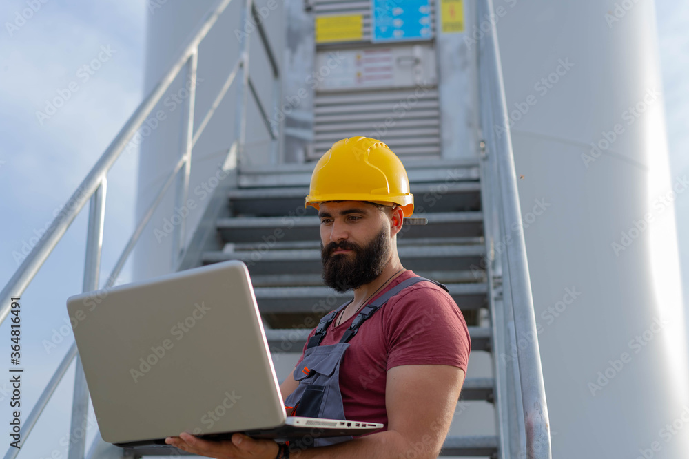 Windmill engineer inspection and progress check wind turbine Windmill engineer inspection and progress check wind turbine