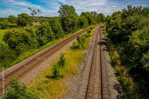 A view from the Edstone Aqueduct over the railway lines below in England