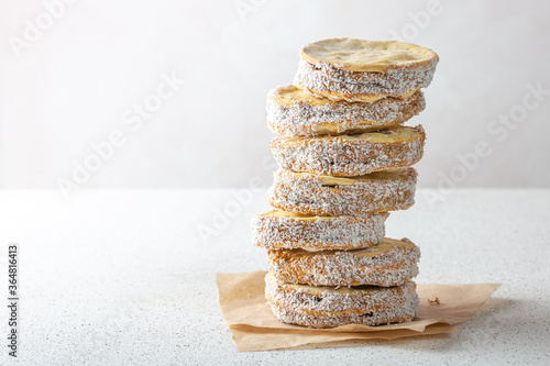 Alfajore cookies filled with caramel. Latin American dessert photo