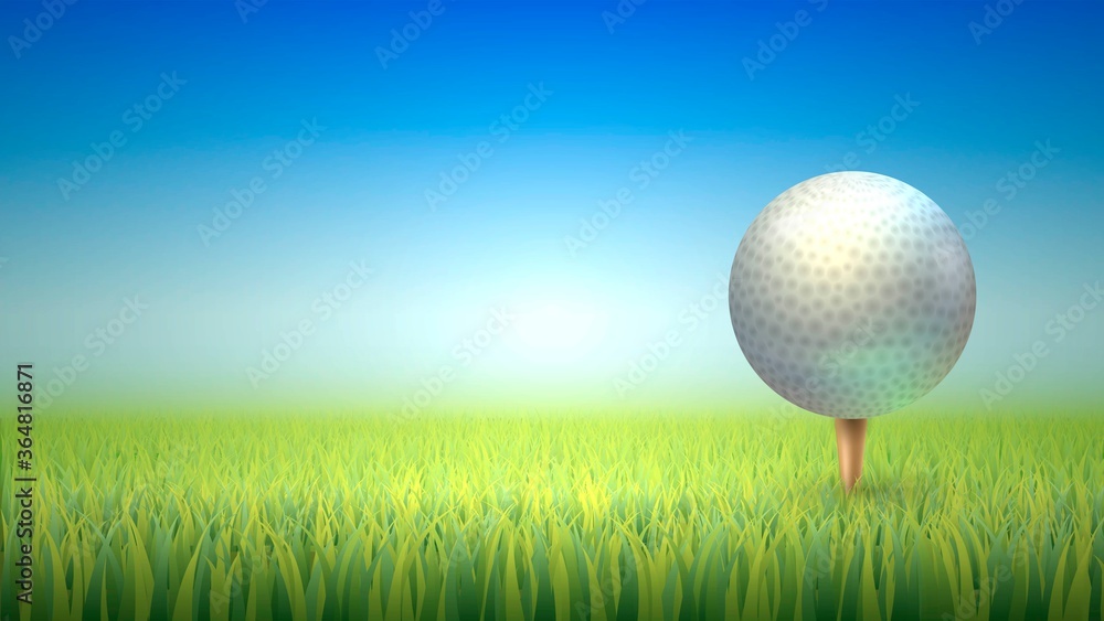 Close-up illustration of a golf course and a golf ball Close-up illustration of a golf course and a golf ball