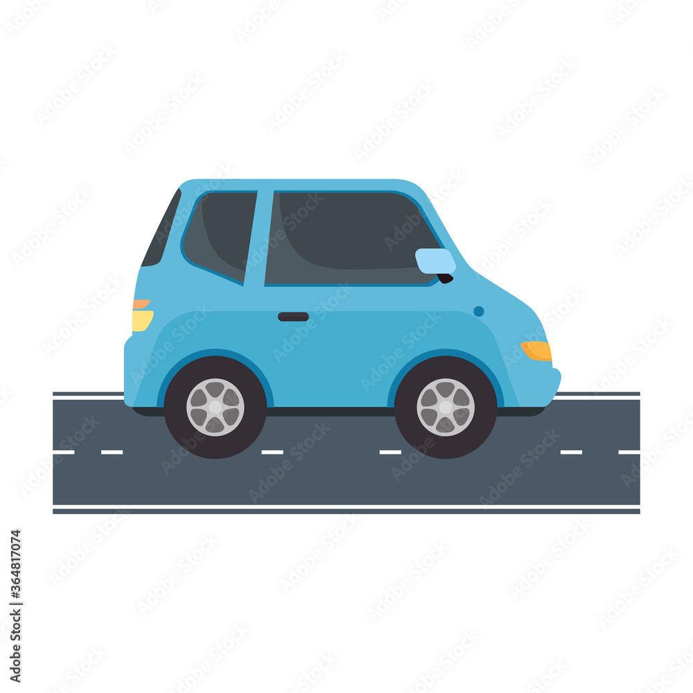 blue car at street design, Vehicle automobile auto transportation transport wheel automotive and speed theme Vector illustration