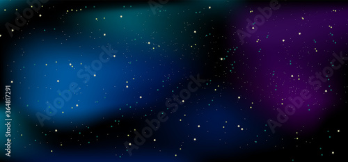 Space. Stars and galaxies. Night sky. Universe, black background, gradient. Vector