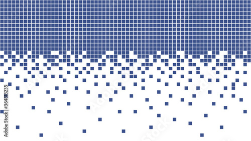 Blue dissolved filled square dotted vector icon with disintegration/digital rain effect. Seamless vector illustration. Rectangle items are grouped into disappearing filled square form. 