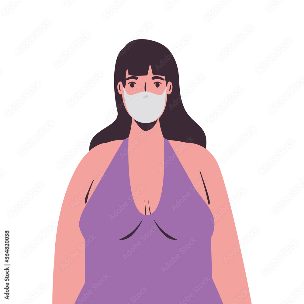 Girl cartoon with swimsuit and medical mask design, Summer vacation tropical and covid 19 virus theme Vector illustration Girl cartoon with swimsuit and medical mask design, Summer vacation tropical and covid 19 virus theme Vector illustration