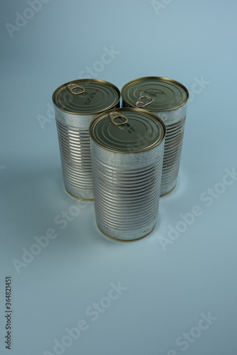 Steel cans with dog food