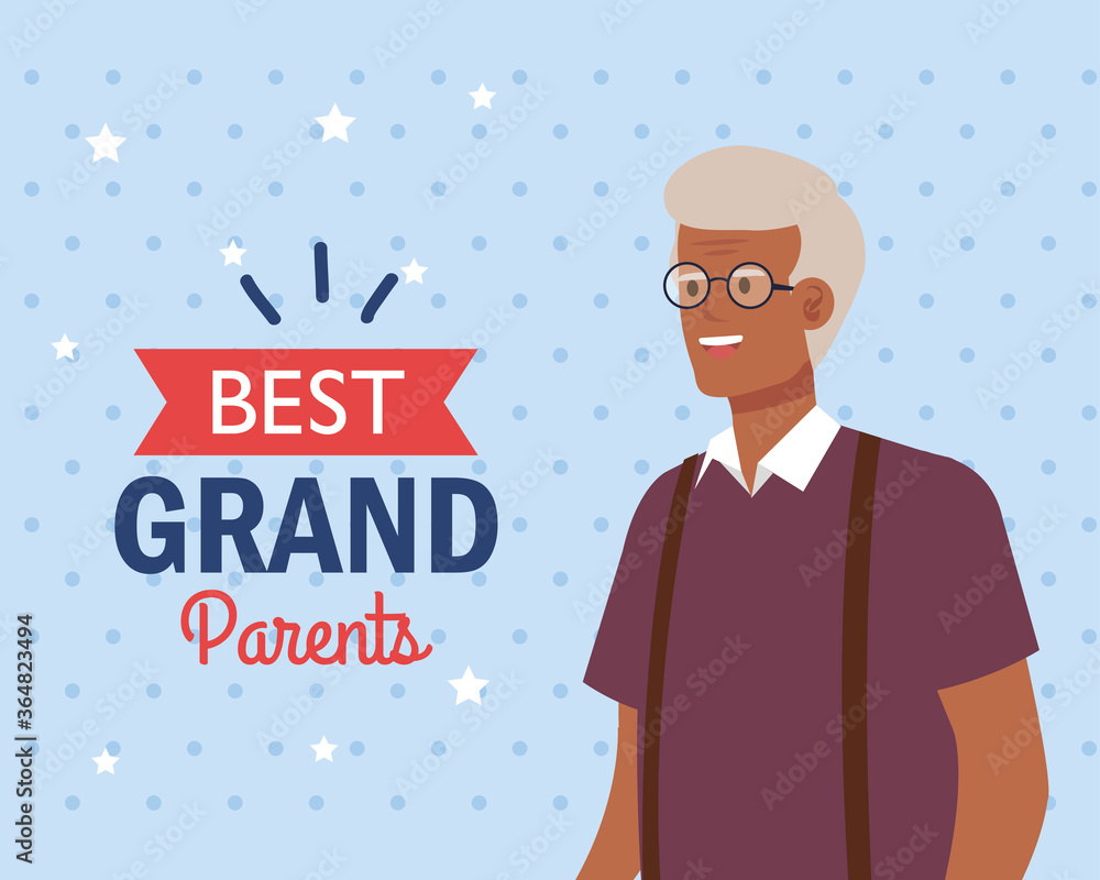 Grandfather on best grandparents design, Old man male person father grandparents family senior and people theme Vector illustration Grandfather on best grandparents design, Old man male person father grandparents family senior and people theme Vector illustration