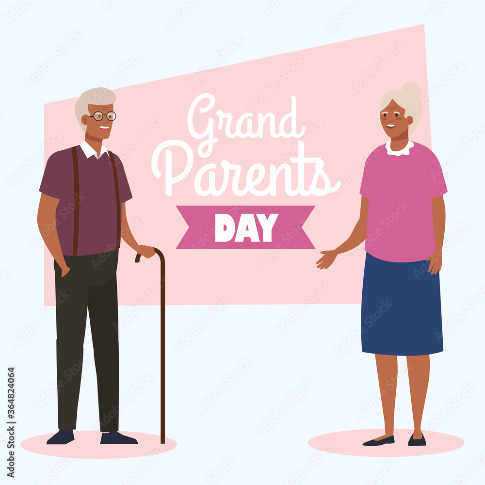 Grandmother and grandfather on grandparents day design, Old woman man female male person mother father and grandparents theme Vector illustration