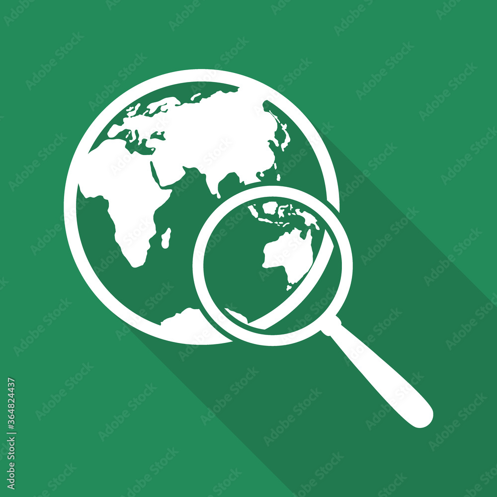global Internet icon. globe search vector icon with long shadow global Internet icon. globe search vector icon with long shadow