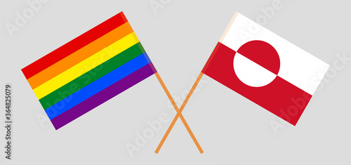 Crossed flags of LGBT and Greenland