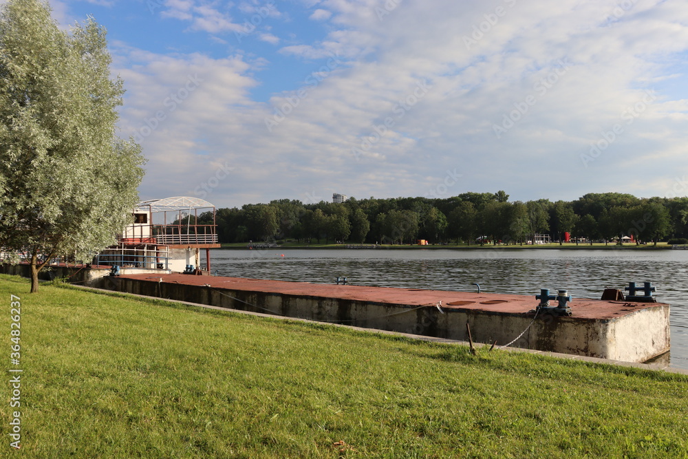 lake pier in Belarus at summertime lake pier in Belarus at summertime