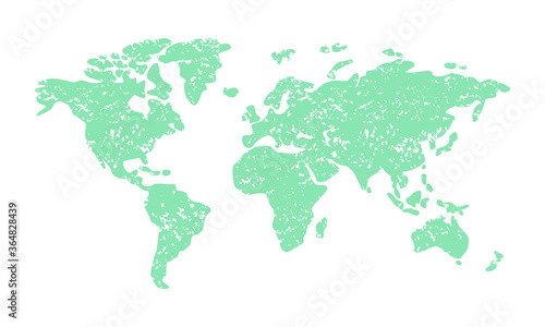 Vector illustration of world map  silhouettes of continents with grunge texture. Eurasia  America  Africa  Australia.