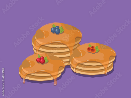 Pancake isolated on purple background