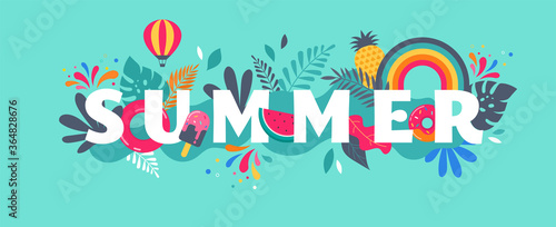 Summer sale banner template. Vector background photo
