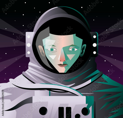 astronaut in spacesuit floating in space