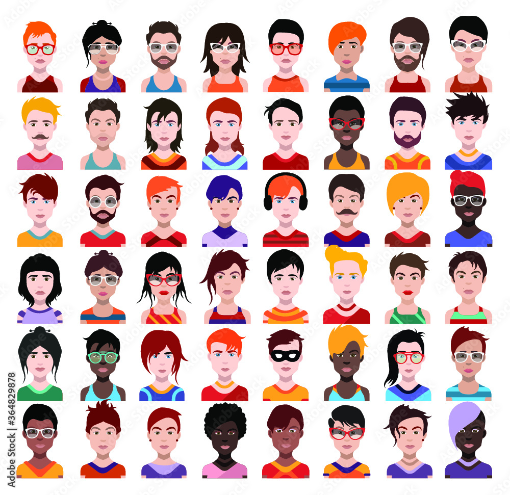User avatars, avatars with faces and heads for social network ( Male and female faces ) User avatars, avatars with faces and heads for social network ( Male and female faces )