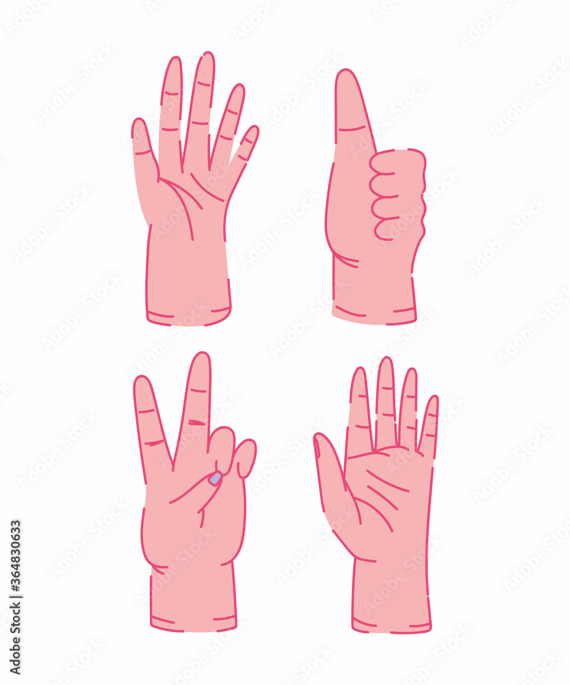 Obraz premium human hands different gesture isolated icons design
