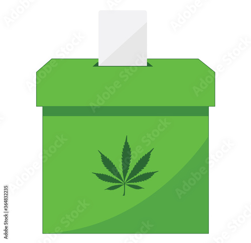 Ballot box icon for legalising Cannabis with a leaf shape 