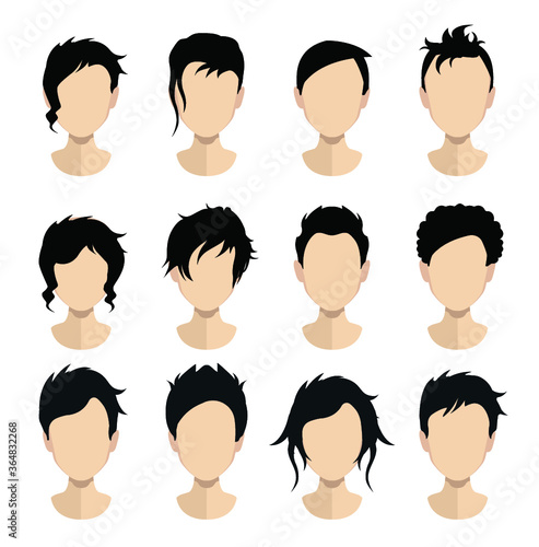hair, vector hairstyle in puppet