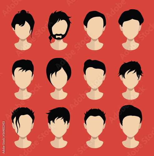 hair, vector hairstyle in puppet