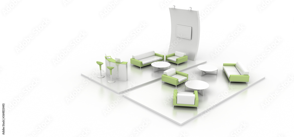 Empty exhibition booth, copy space illustration, original design 3d rendering Empty exhibition booth, copy space illustration, original design 3d rendering