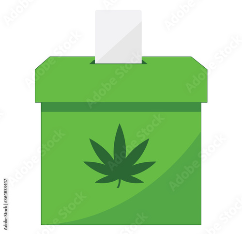Ballot box icon for legalising Cannabis with a leaf shape 