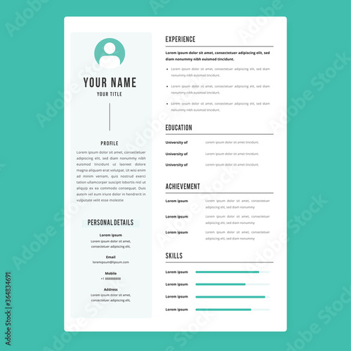 Professional CV resume template design and letterhead / cover letter - vector minimalist. Nice for a good job. Simple resume template with blue background. Simple vitae design layout for awesome job.