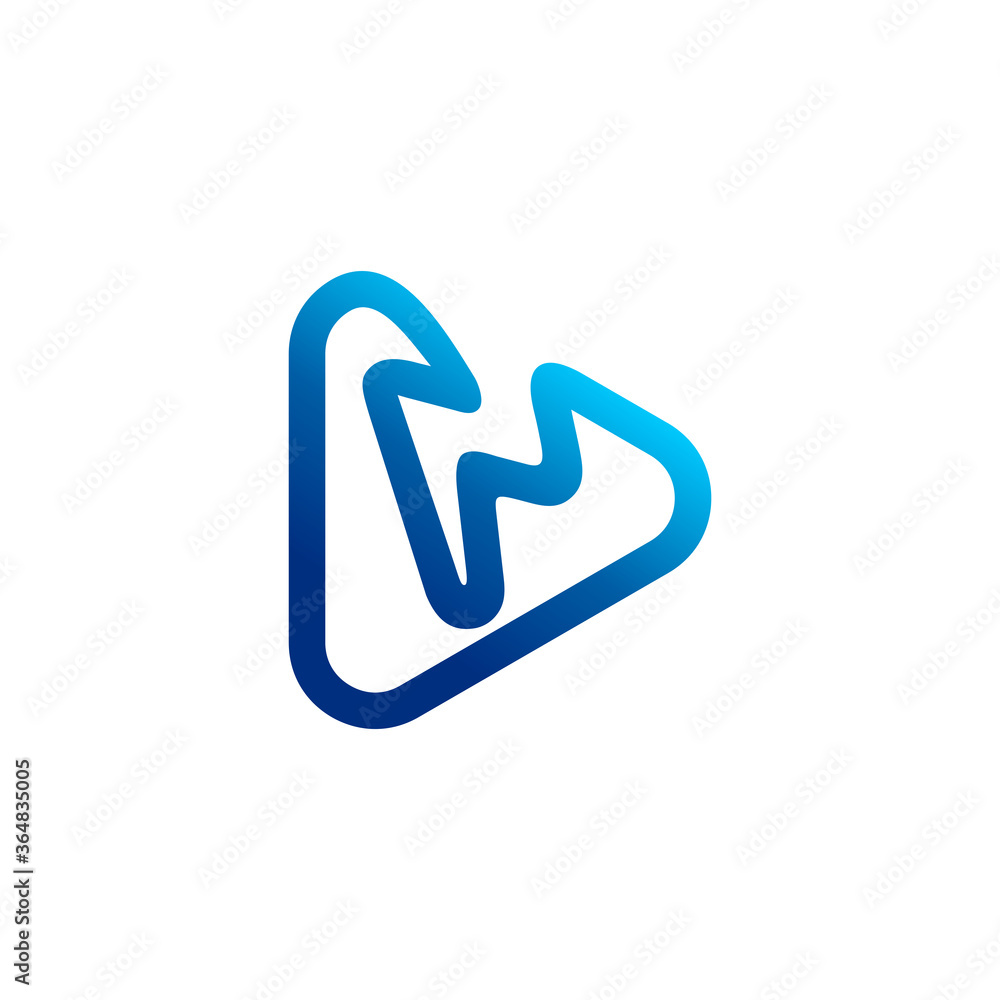 play button logo with thunder symbol play button logo with thunder symbol