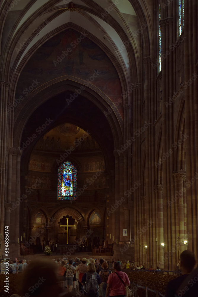 Inside of Cathedral of Notre Dame of Strasbourg in Alsace