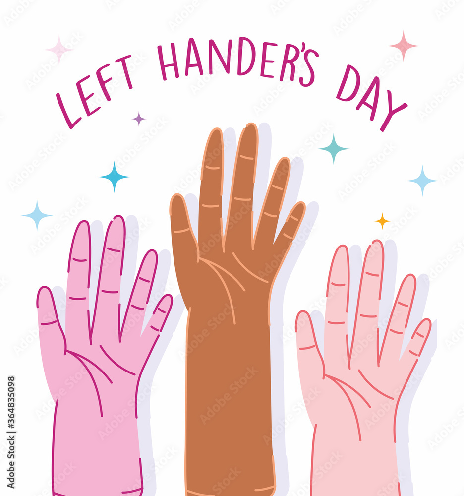 Obraz premium left handers day, human hands diversity cartoon celebration